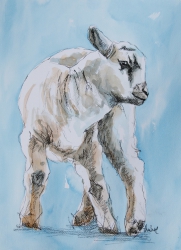 6. Lambs and sheep in watercolour art workshop